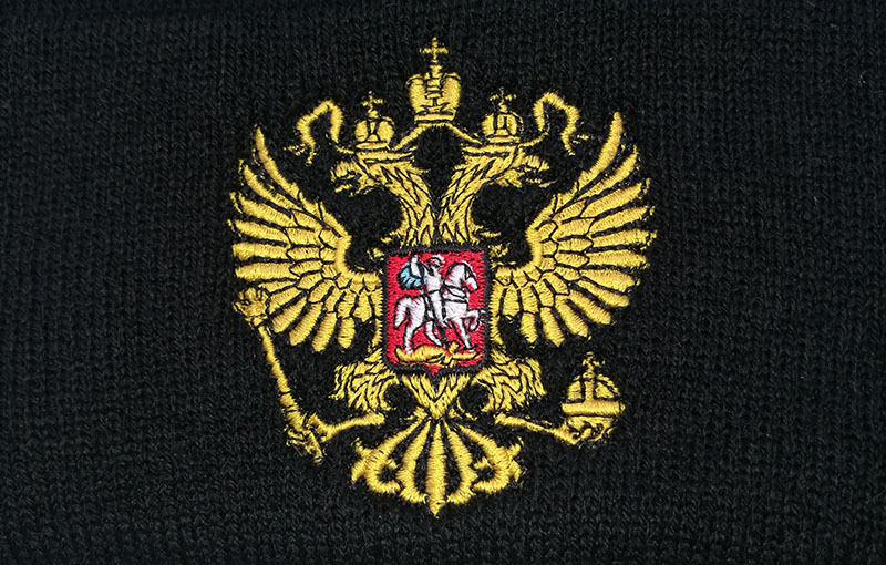 速卖通俄罗斯翅膀徽章针织帽 男女冬帽毛线帽刺绣帽子定制