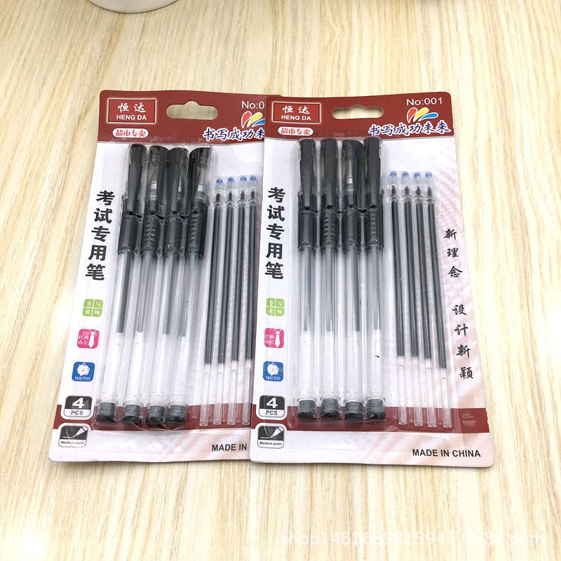 4 Pens 4 Cores Clamshell Packaging Gel Pen Office Learning Gel Pen Black Ink Pen Refill Two Yuan Store Supply