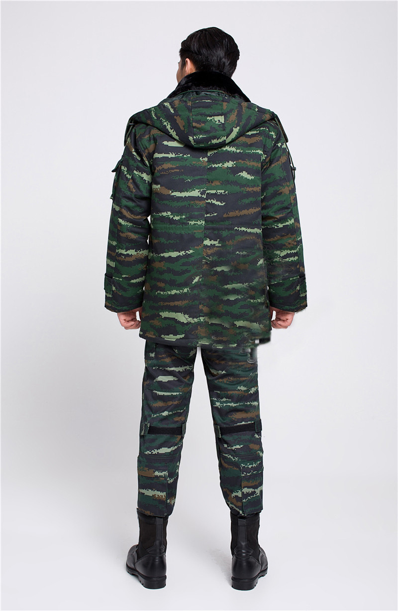 正品新款虎斑作战迷彩大衣特种兵冬季加厚防寒服男女棉大衣军大衣
