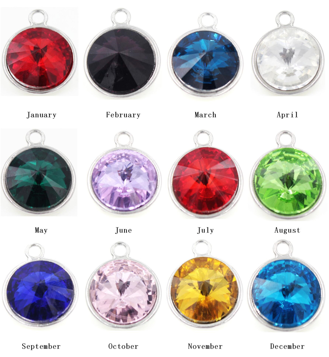 【产品名称】:水晶12生辰石 【产品材质】:水晶 【产品颜色】:银色