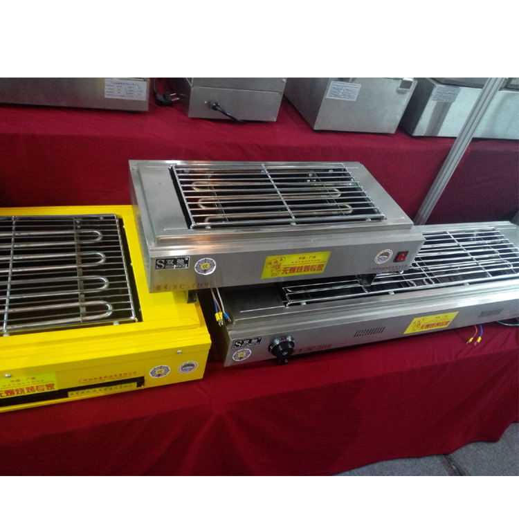 双驰燃气烧烤炉商用无烟环保六头烧烤炉sc-233烤生蚝炉煤气烧烤炉