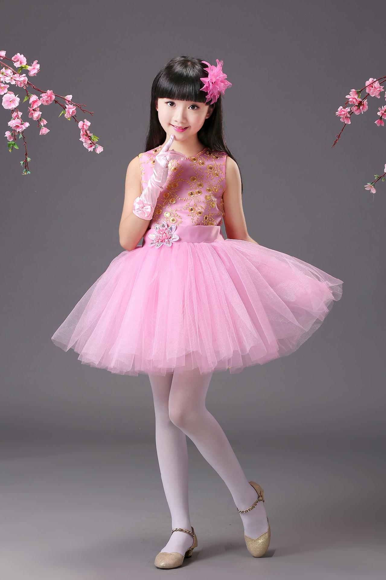 儿童公主裙六一晚礼服蓬蓬裙女童表演出服装新纱小花童连衣裙