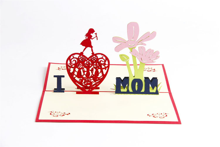 母亲节贺卡创意3d立体镂空爱心儿童手工礼品祝福小卡片批发定制