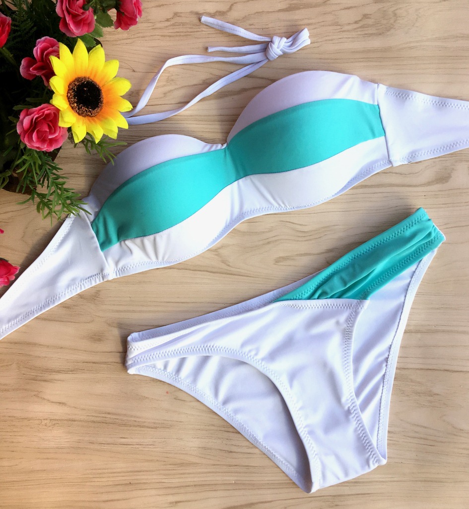 外贸速卖通ebay亚马逊爆款白色蓝条纹比基尼分体泳衣2017d03