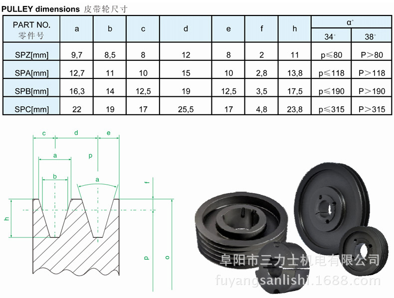 cpt欧标锥套皮带轮spa-1槽节径165(spz/spb/spc)