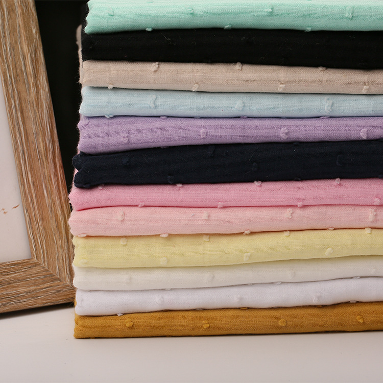 全棉梭织剪花面料 竖条提花布 春夏文艺轻薄女装童装布料