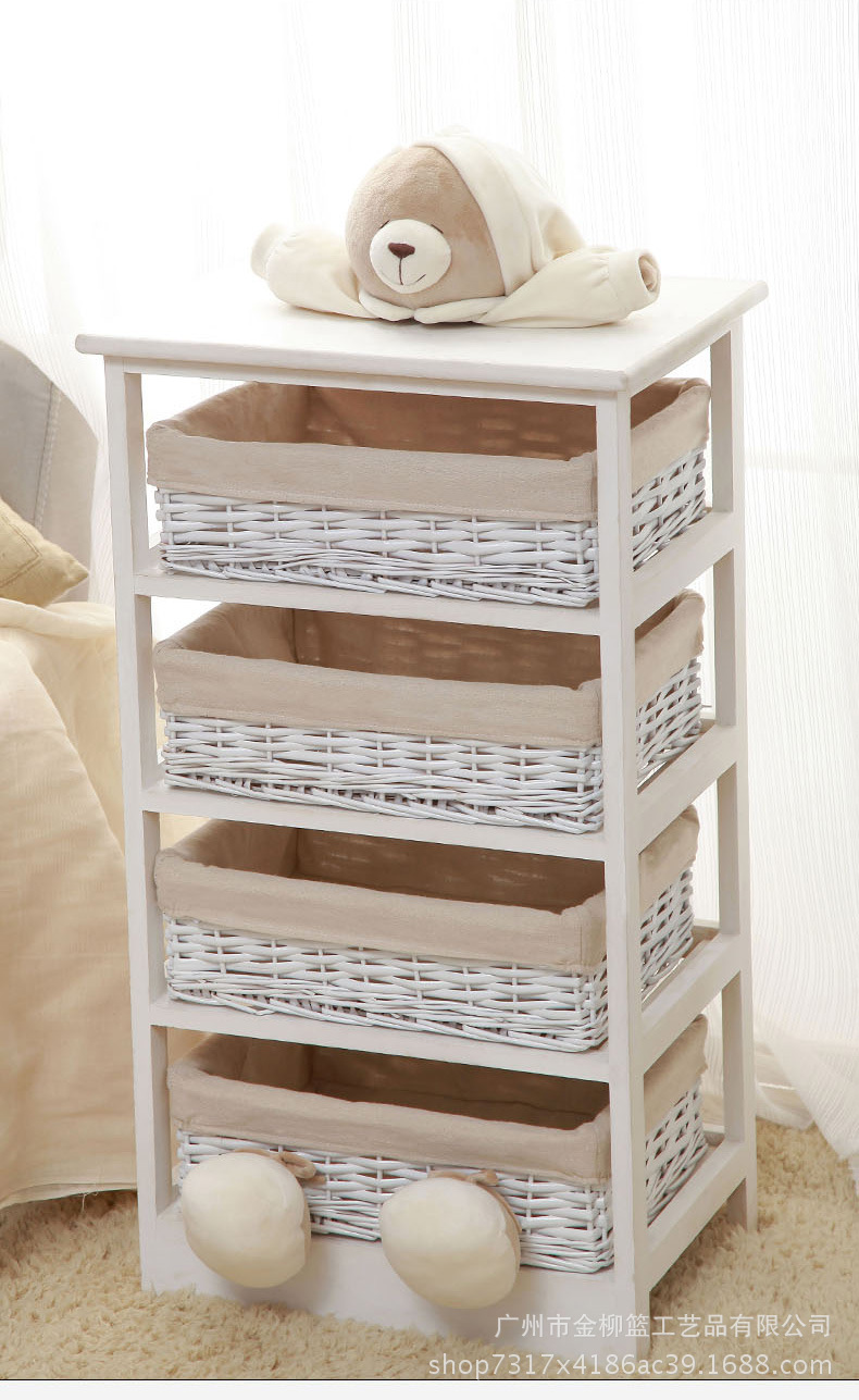 Willow Rattan Woven Storage Cabinet Storage Basket Wooden Woven Basket Factory Spot Direct Sales Storage Basket Storage