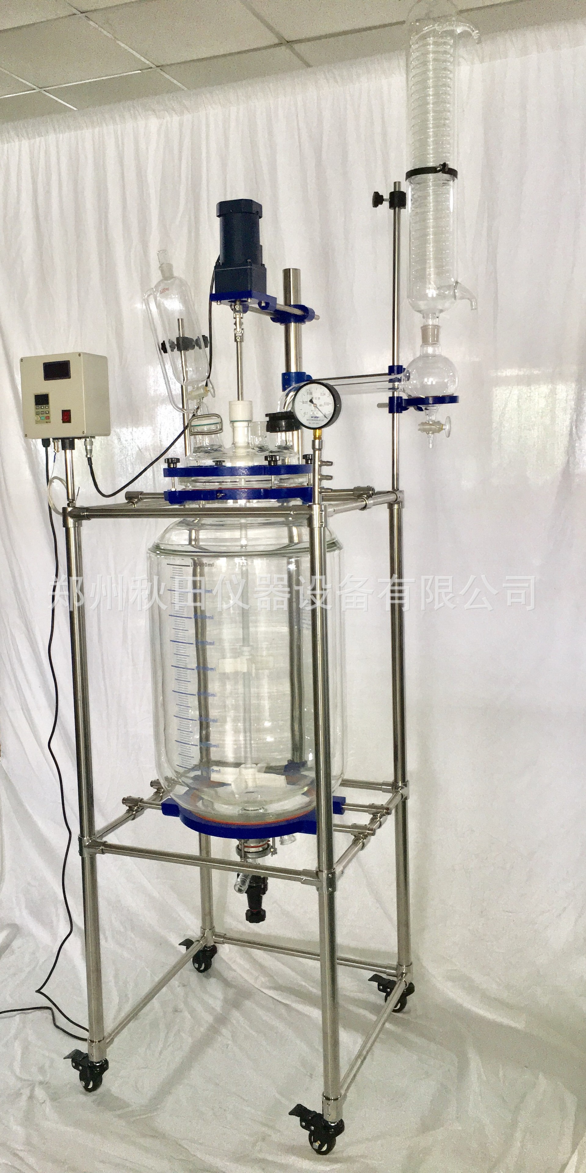 双层玻璃反应釜 100l 升 中试 夹套玻璃反应釜 提取蒸馏反应釜