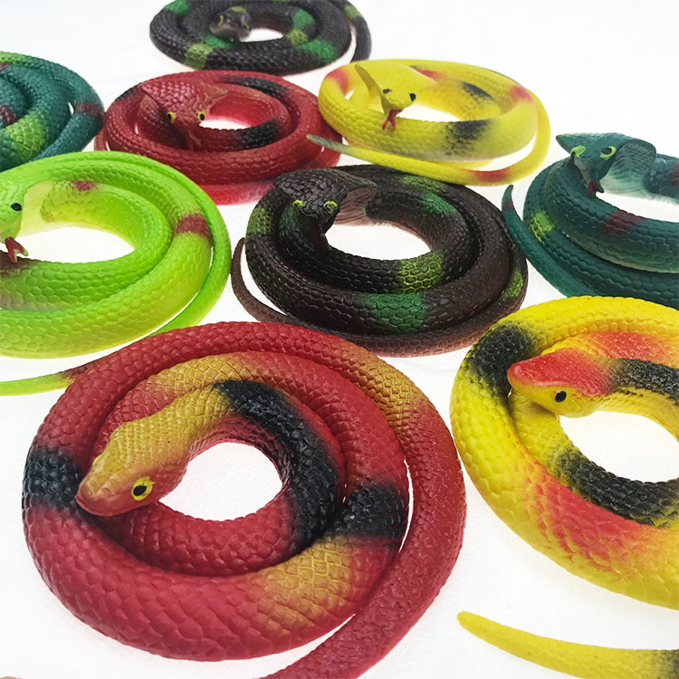 factory wholesale 68cm environmental protection rubber snake toy soft rubber fake snake halloween spoof toy snake