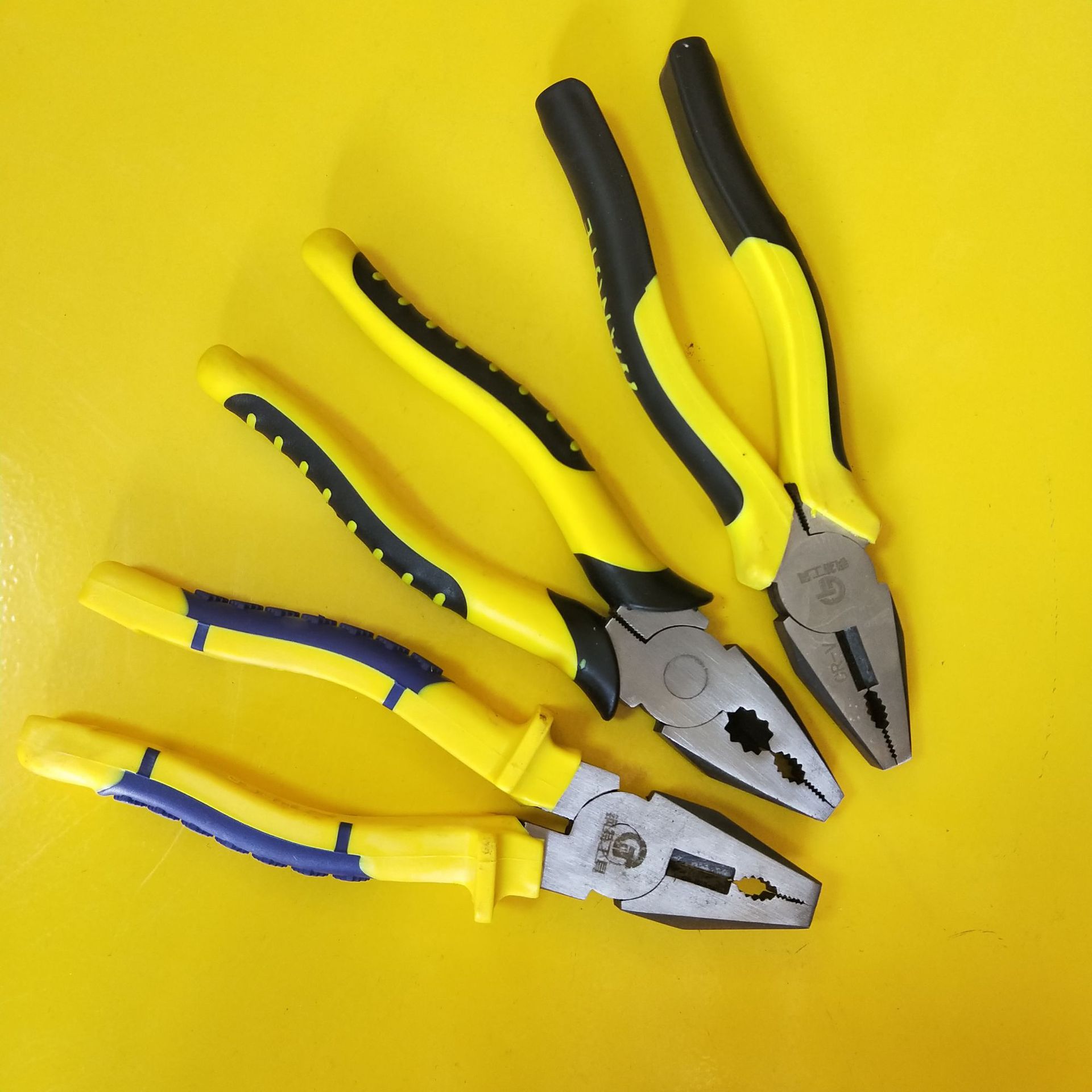 批发钢特牌8寸双色柄钢丝钳蓝黄柄钢丝钳老虎钳子手动省力钢丝钳