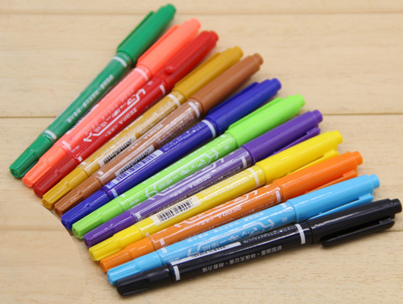 彩色小双头记号笔油性笔12色小油笔彩色小油笔勾线笔擦不掉油笔