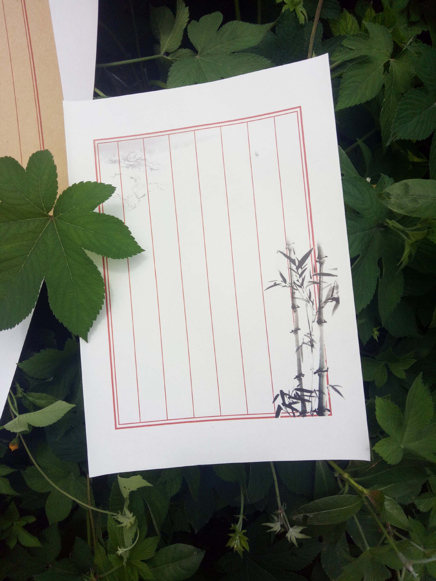 中国古风牛皮纸白纸复古水墨画信纸 一套8张入