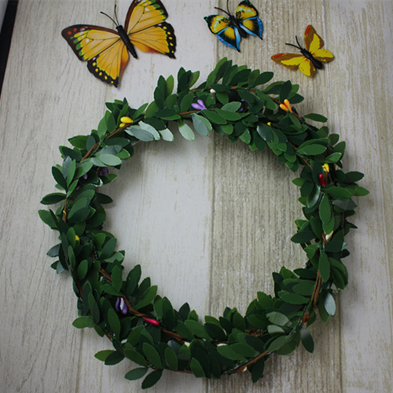 森女手工花环头饰 新娘头饰 叶子藤材料 发箍花环