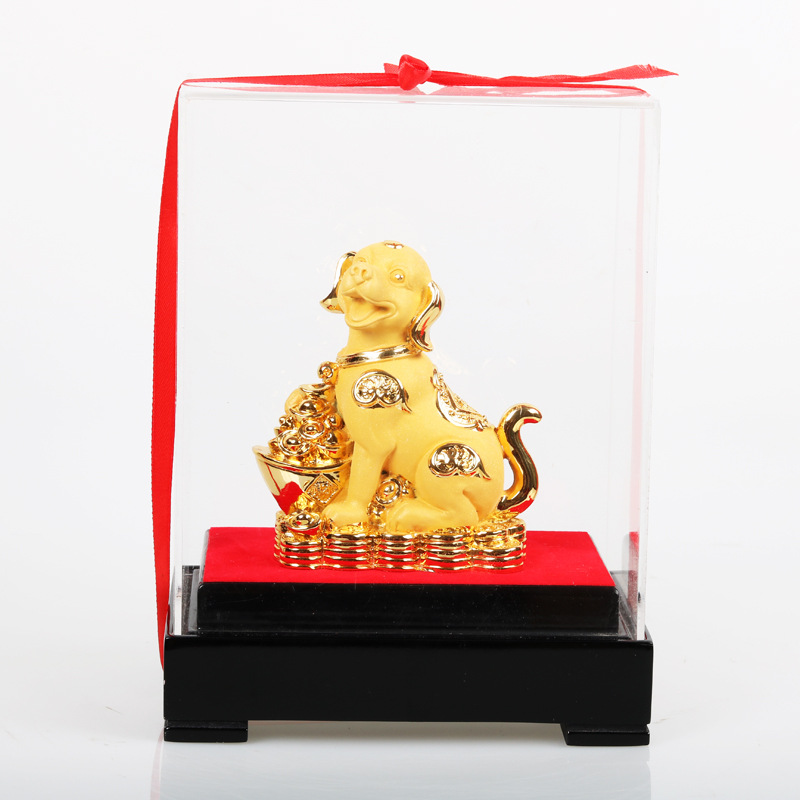 树脂工艺品招财狗摆件生肖狗年公司办公室客厅开业礼品工厂定制