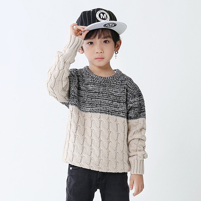 秋冬新款中大男童针织毛衣儿童毛衫套头加厚潮童毛衣