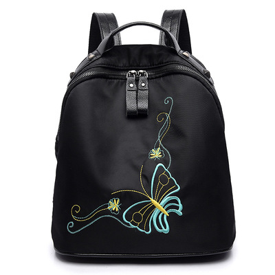 2018新款民族风时尚百搭蝴蝶刺绣女士双肩包厂家直销现货批发