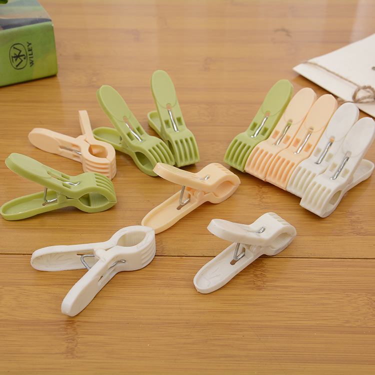 8019两元店12支装塑料夹袜子夹 强力防风塑料夹晾晒夹子