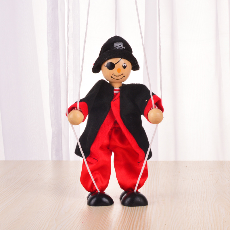 乐哲提线木偶拉线人偶小丑儿童 木制吊线匹诺曹玩偶木偶戏玩具