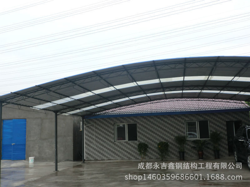 成都钢结构彩钢瓦雨棚 彩钢停车棚制作安装