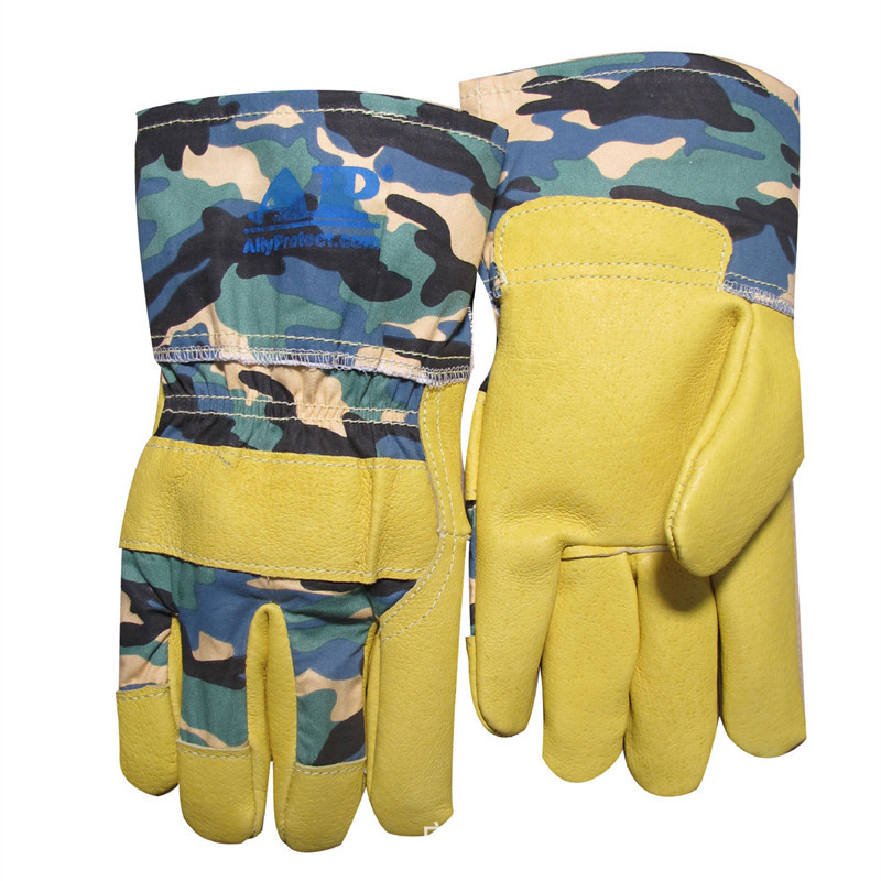 新款友盟AP-3503工作手套 高档迷彩牛青皮机械手套 时尚舒适手套