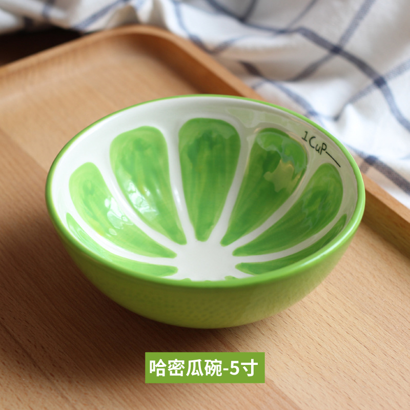 Creative Fruit Tableware Watermelon Ceramic Bowl Apple Bowl Pet Small Bowl Children's Rice Bowl 5-Inch Dessert Bowl Household