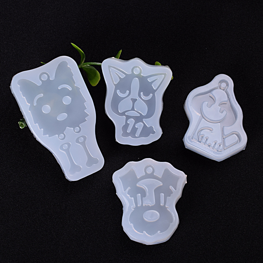 镜面四款卡通狗小狗免打孔uv胶滴胶硅胶模具饰品挂件吊坠配件