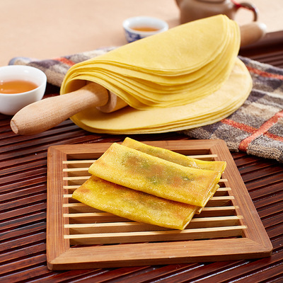 祥口福纯五谷春卷皮南瓜500g薄饼皮春饼油皮炸春卷 速冻特色食品