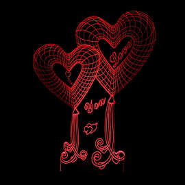 创意情人节礼物双爱心3d个性usb节能灯love 3d触摸七彩小夜灯