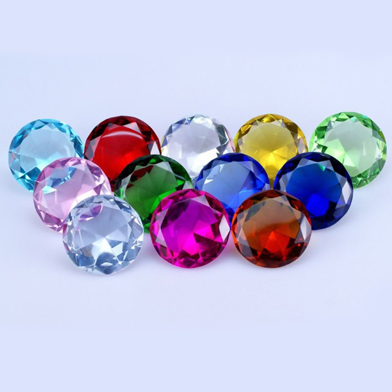 30mm刻面七彩水晶玻璃钻石 家居装饰水晶摆件纪念品厂家定制批发