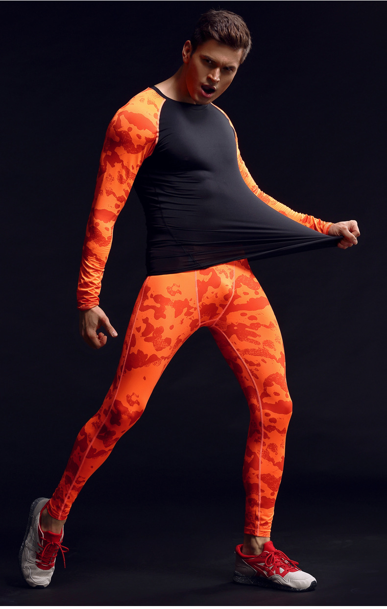 新款健身运动裤男速干弹力紧身裤跑步篮球训练压缩裤亚马逊爆款