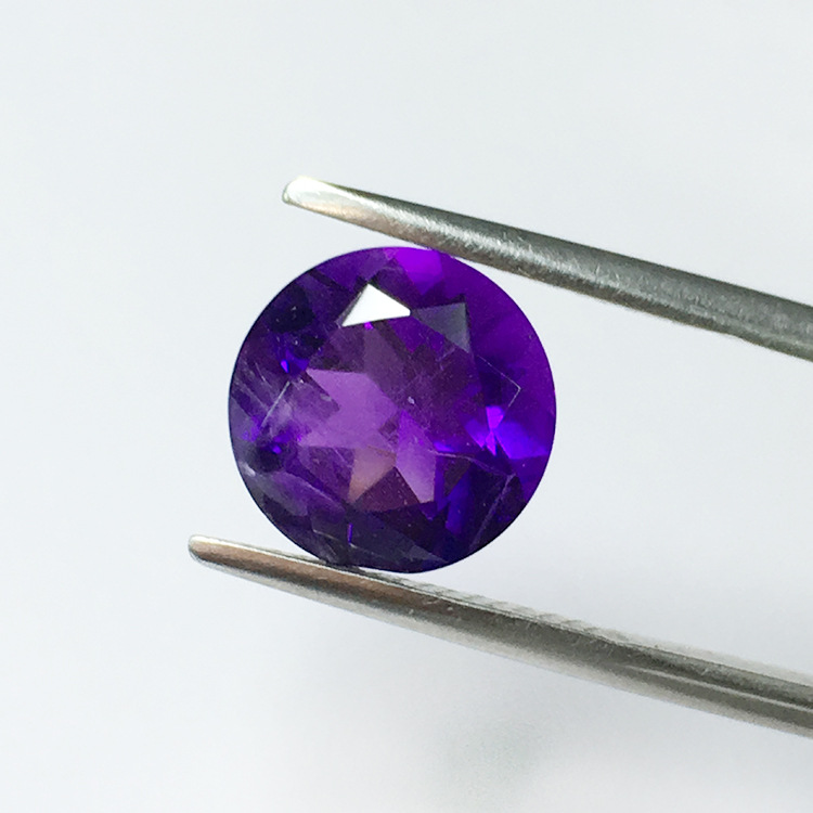 天然紫水晶 圆形10mm戒面裸石紫水晶 南非紫水晶工艺品可定制