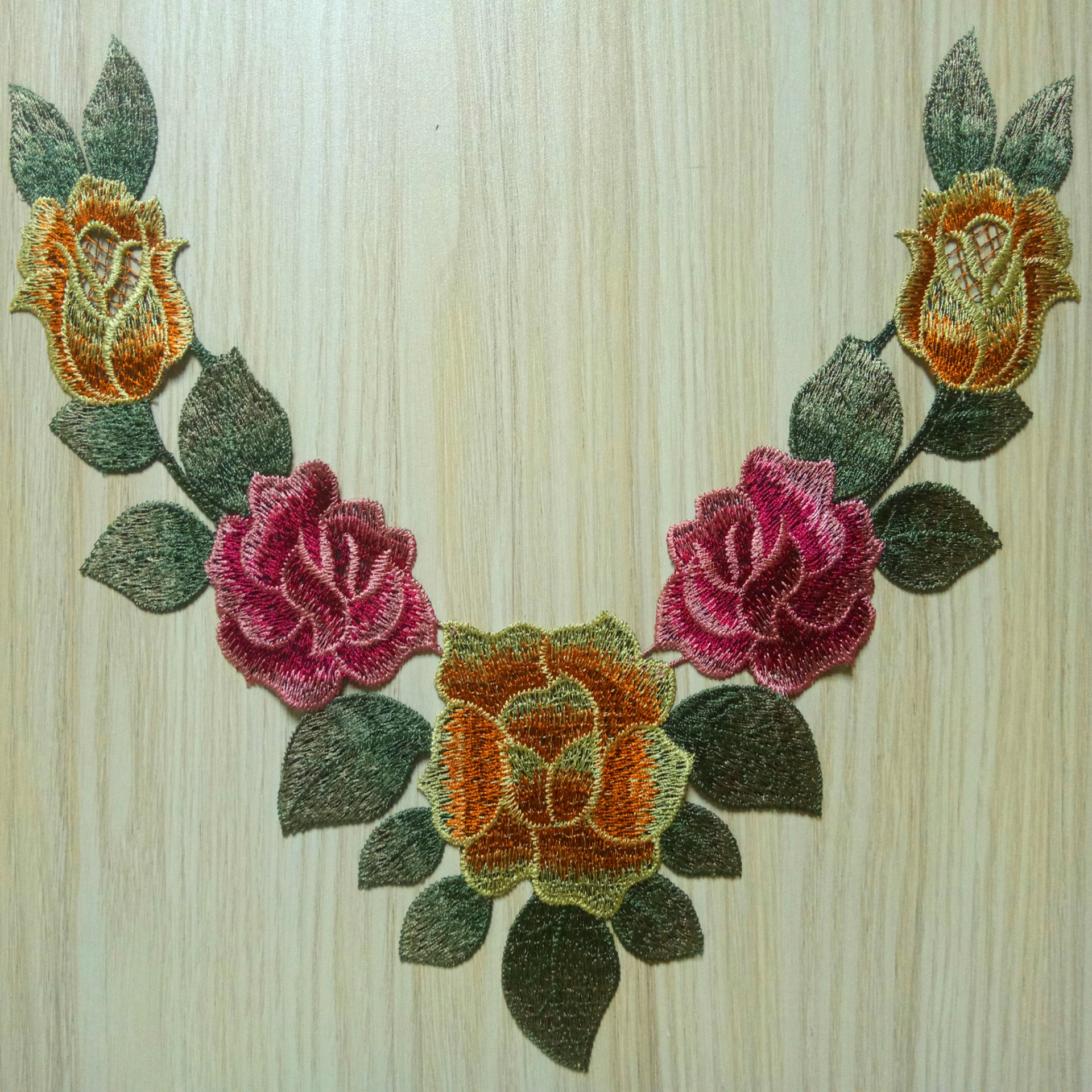 中老年绣花彩色花边 水溶刺绣多色领花 衣服贴花 花领 民族风 diy