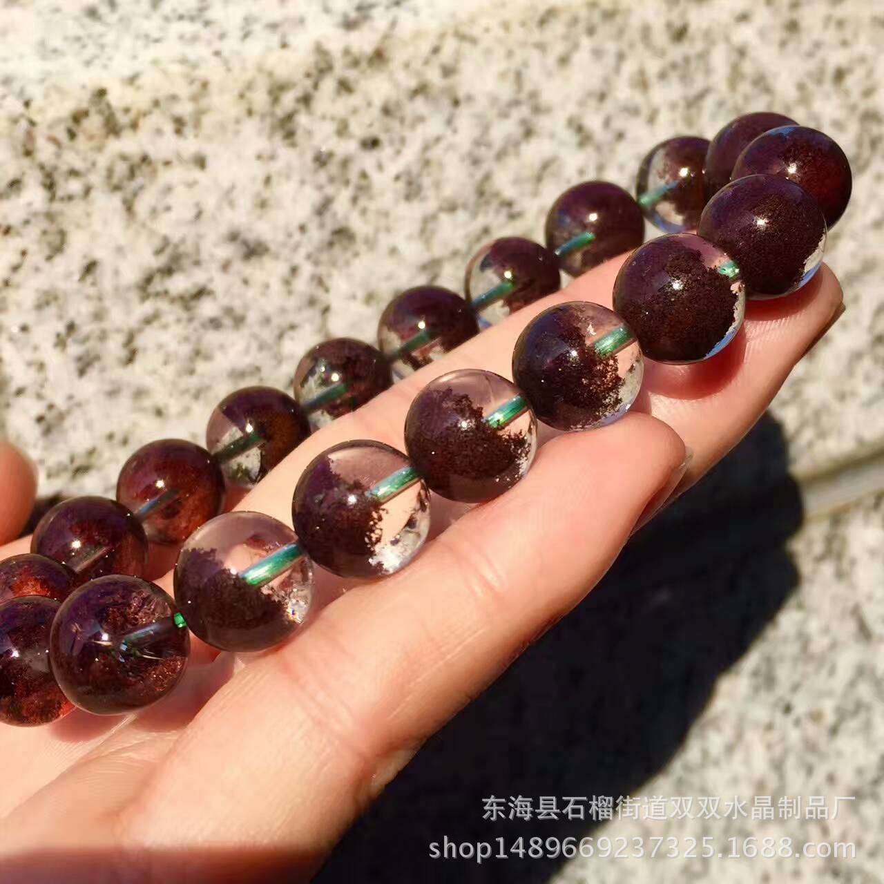 天然红幽灵单圈手链 聚宝盆幽灵手串 招财聚宝男女款水晶批发