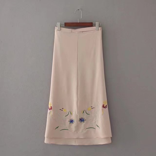 欧洲站2017夏季新款女装花朵刺绣不规则系带笼纱裙半身裙女010314