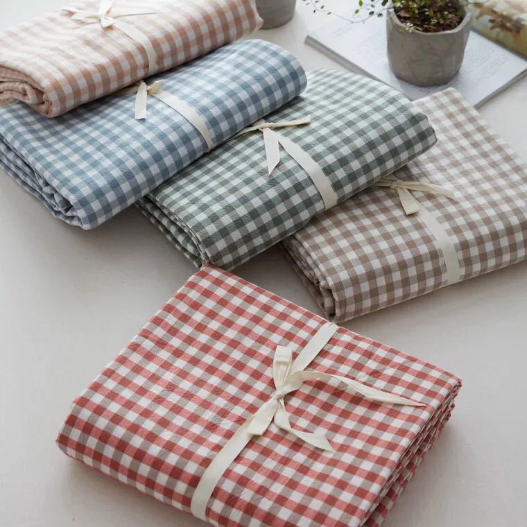wide cotton jet washed cotton student dormitory bedding fabric yarn-dyed plaid striped infant fabric