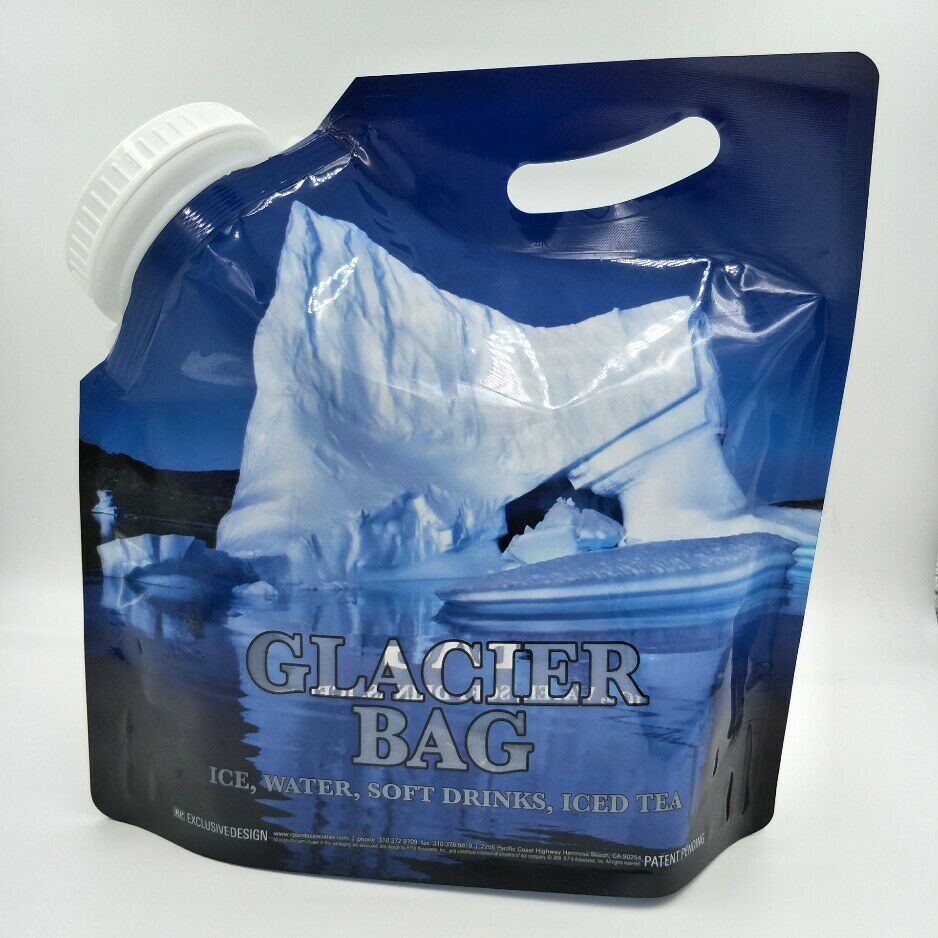 2l冰川水包装袋 贴牌彩印5l矿泉水吸嘴袋 手提吸嘴自立袋