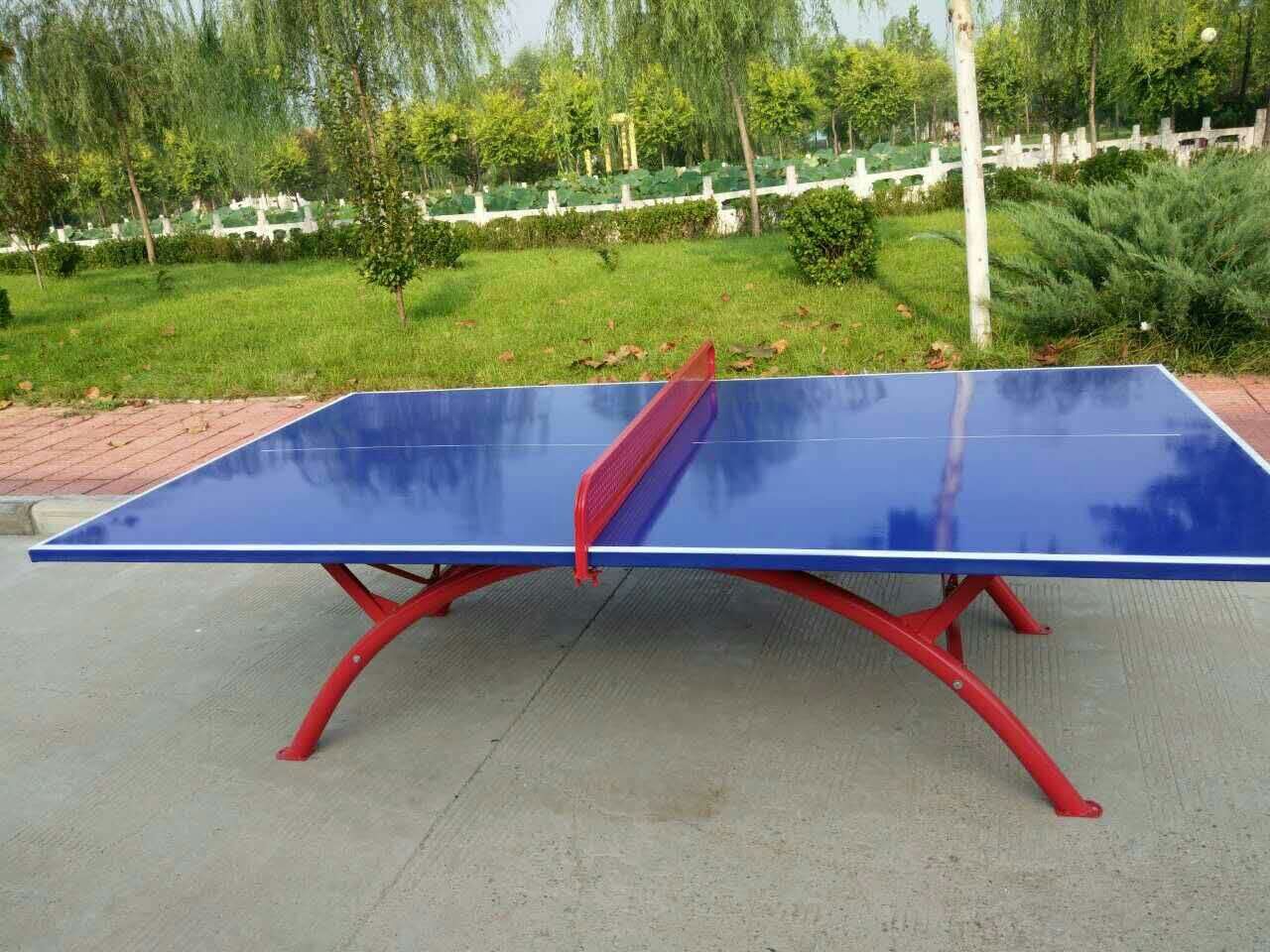 室外铁板乒乓球桌 户外彩虹腿乒乓球台 国家标准儿童比赛训练球台
