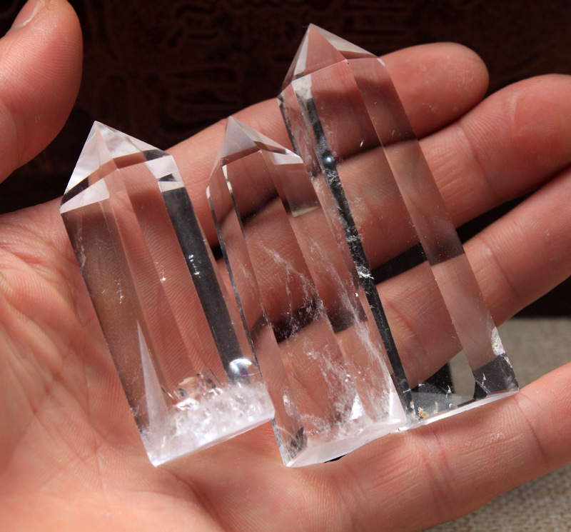 特价天然白水晶六棱柱摆件原石正六边形水晶柱家居风水摆饰