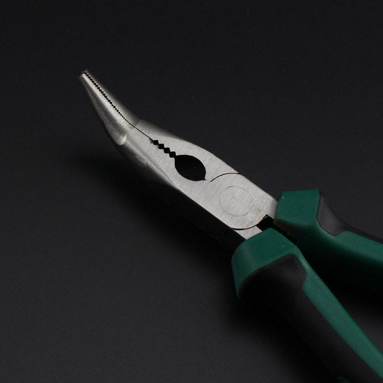 弯嘴钳 6寸带齿弯头钳子 弯咀钳子 45度歪头 串珠钳子弯嘴钳