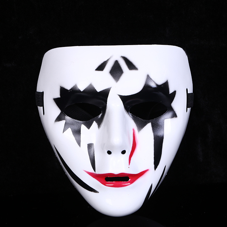 厂家直销 批发万圣节可怕的獠牙吸血鬼头套 红脸黑发魔鬼面具装扮