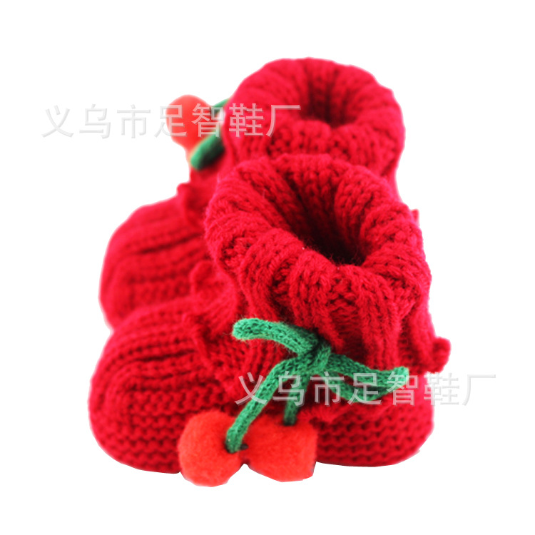 Cherry Baby Bootee Autumn and Winter Handmade Wool Knitted Babies' Shoes 13 Colors Mixed Wholesale