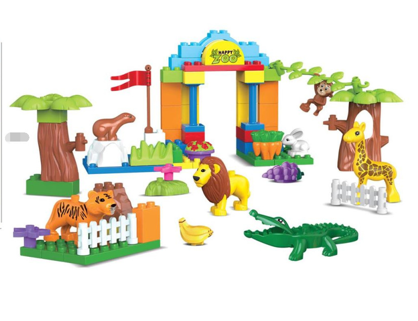 大颗粒diy开心动物园105块拼搭积木启发智力玩具