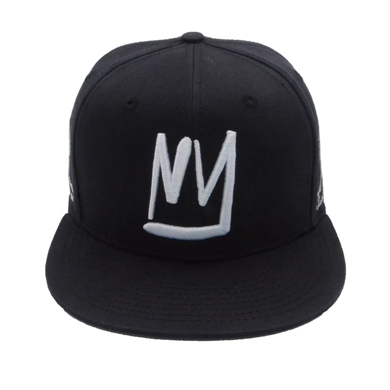 纯黑dnine平沿棒球帽男女出游经典复古皇冠涂鸦刺绣韩版嘻哈帽子