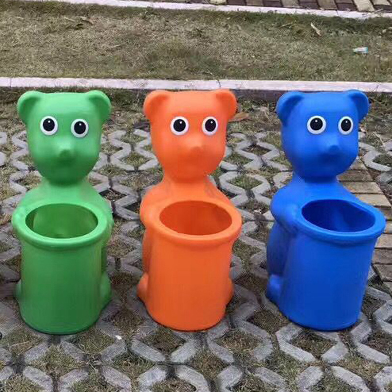 小熊卡通垃圾桶幼儿园儿童垃圾桶果壳箱保洁筒塑料玩具卫生桶