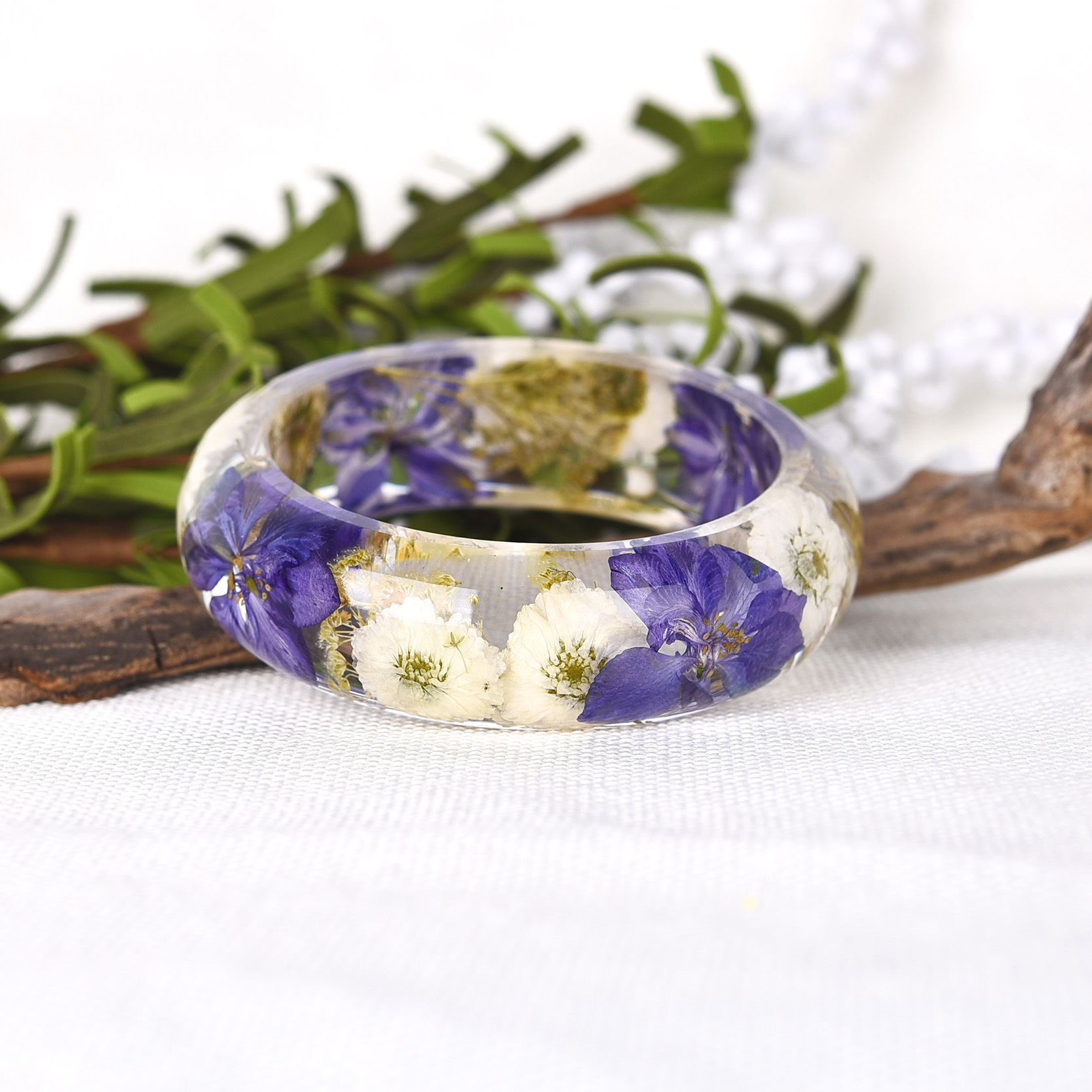 外贸个性环氧树脂水晶ab胶 干花手镯饰品 厂家定制批发 ng0020