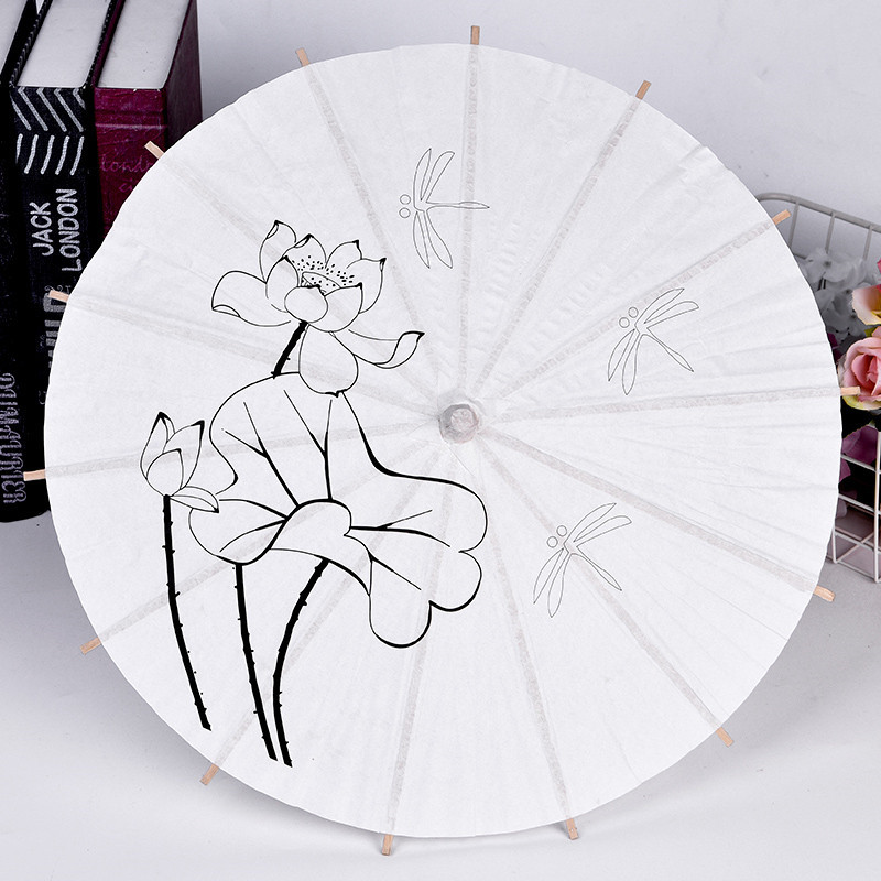 多规格儿童伞diy空白纸伞 幼儿园手工绘画小纸伞白色涂鸦手绘工