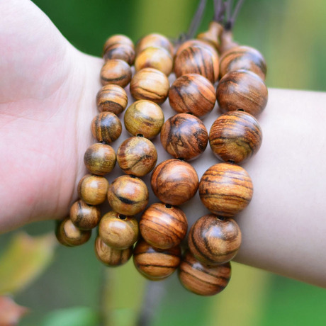 印尼虎斑纹花奇楠佛珠手链檀香男士2.0沉香女士念珠手串文玩【大图】