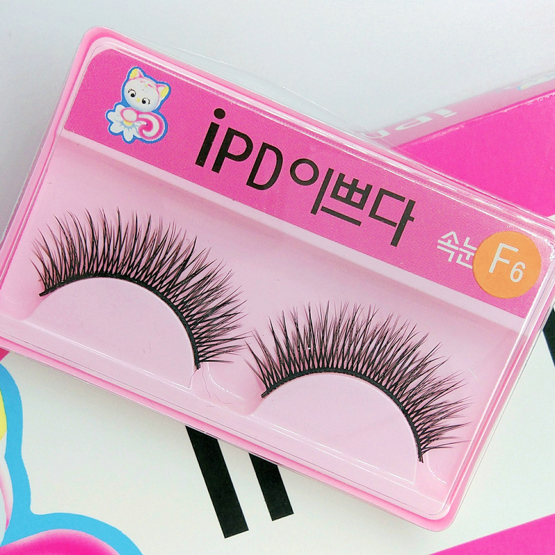 Kitten IPD False Eyelashes F6 Natural Dense Cross Mid-Length False Eyelashes 10 Pairs/Large Box