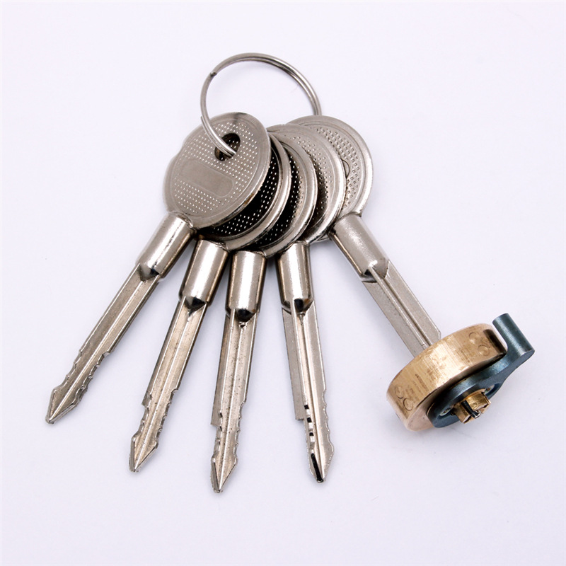 祥荣双开全铜锁芯 定制十字安全锁具配件 五把白板钥匙十字弹子锁