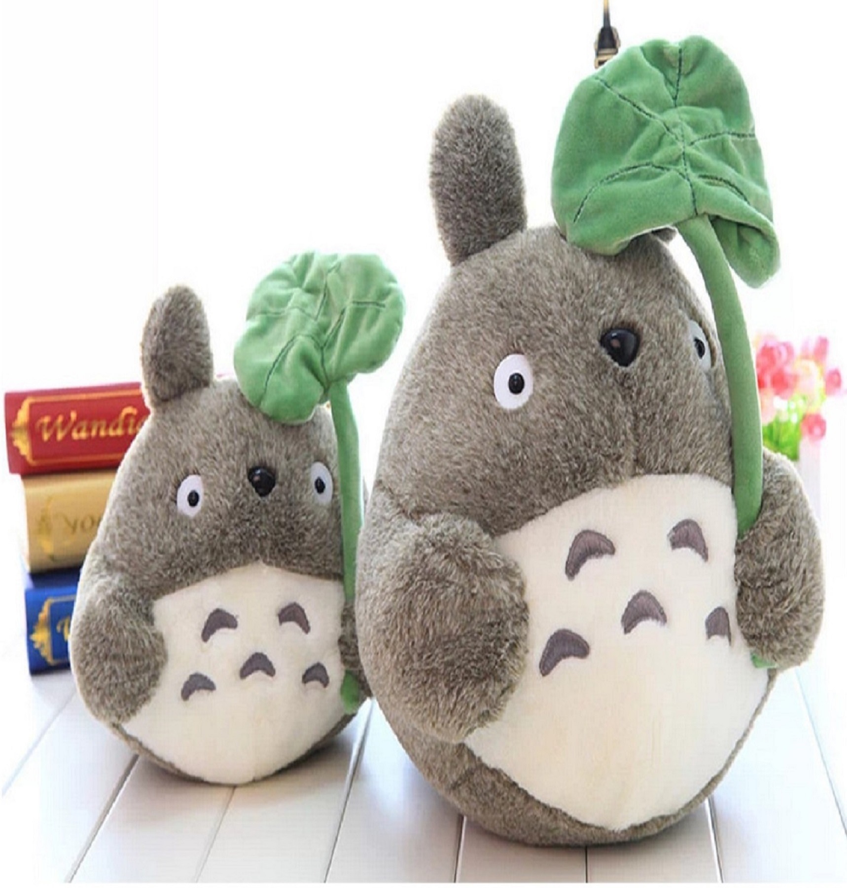 新款可爱荷叶龙猫公仔毛绒玩具创意卡通宫崎骏totoro圣诞节日礼品